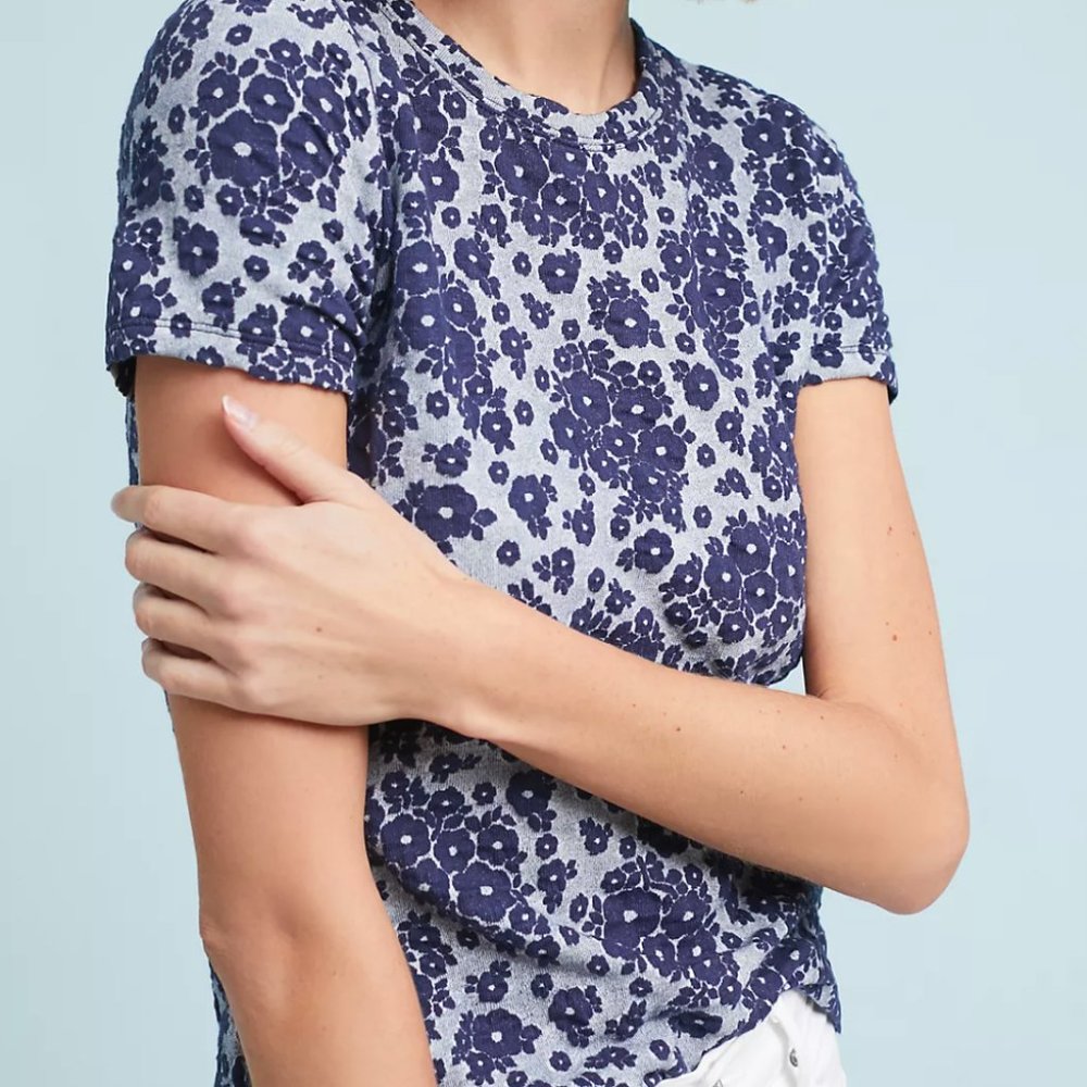 Anthropologie Forget-Me-Not Top Navy XS